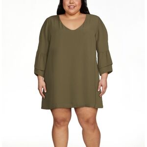 NineEight Olive Green Dress with Flared Sleeves Womens Size XXL NEW!